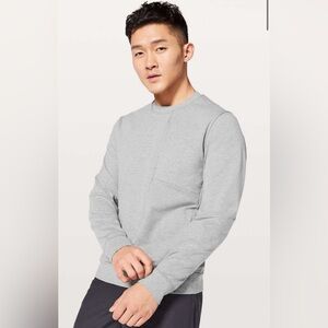 Lululemon mens M medium city sweat crew sweatshirt gray pocket long sleeve shirt